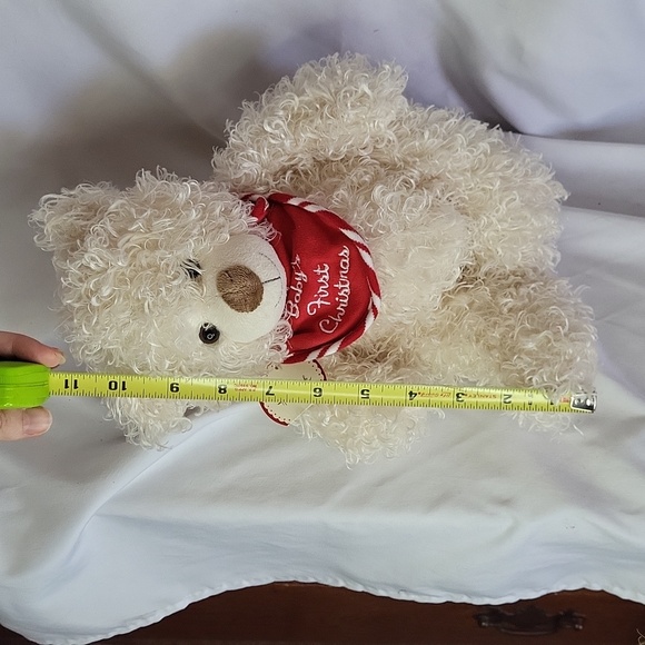 Babys first Christmas Bear Textured Fur Hallmark with Hang Tag New Old Stock - Picture 6 of 10